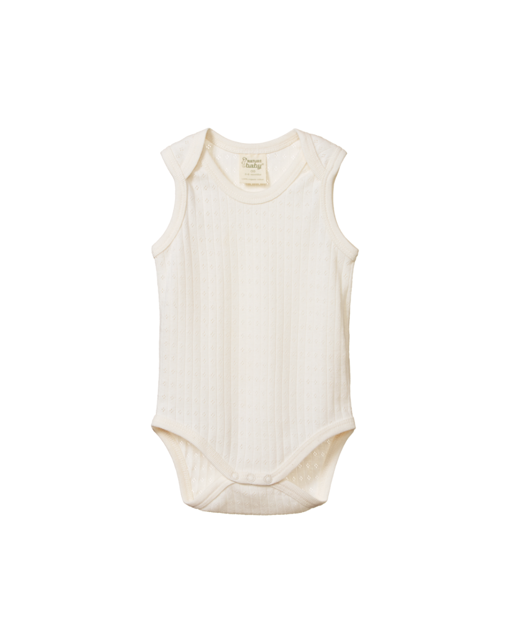 Organic Cotton Pointelle Singlet Bodysuit - Natural