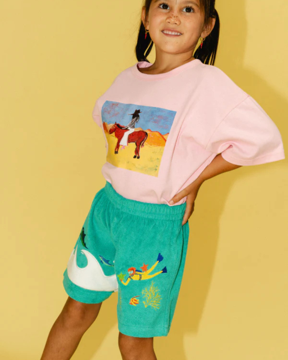 Kids Terry Scuba Shorts - Aqua