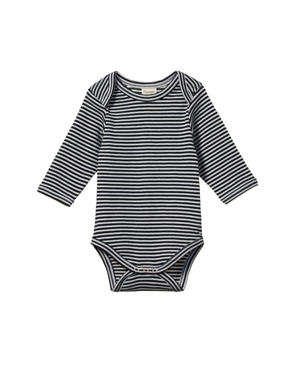 Organic Cotton Longsleeve Bodysuit - Navy Stripe
