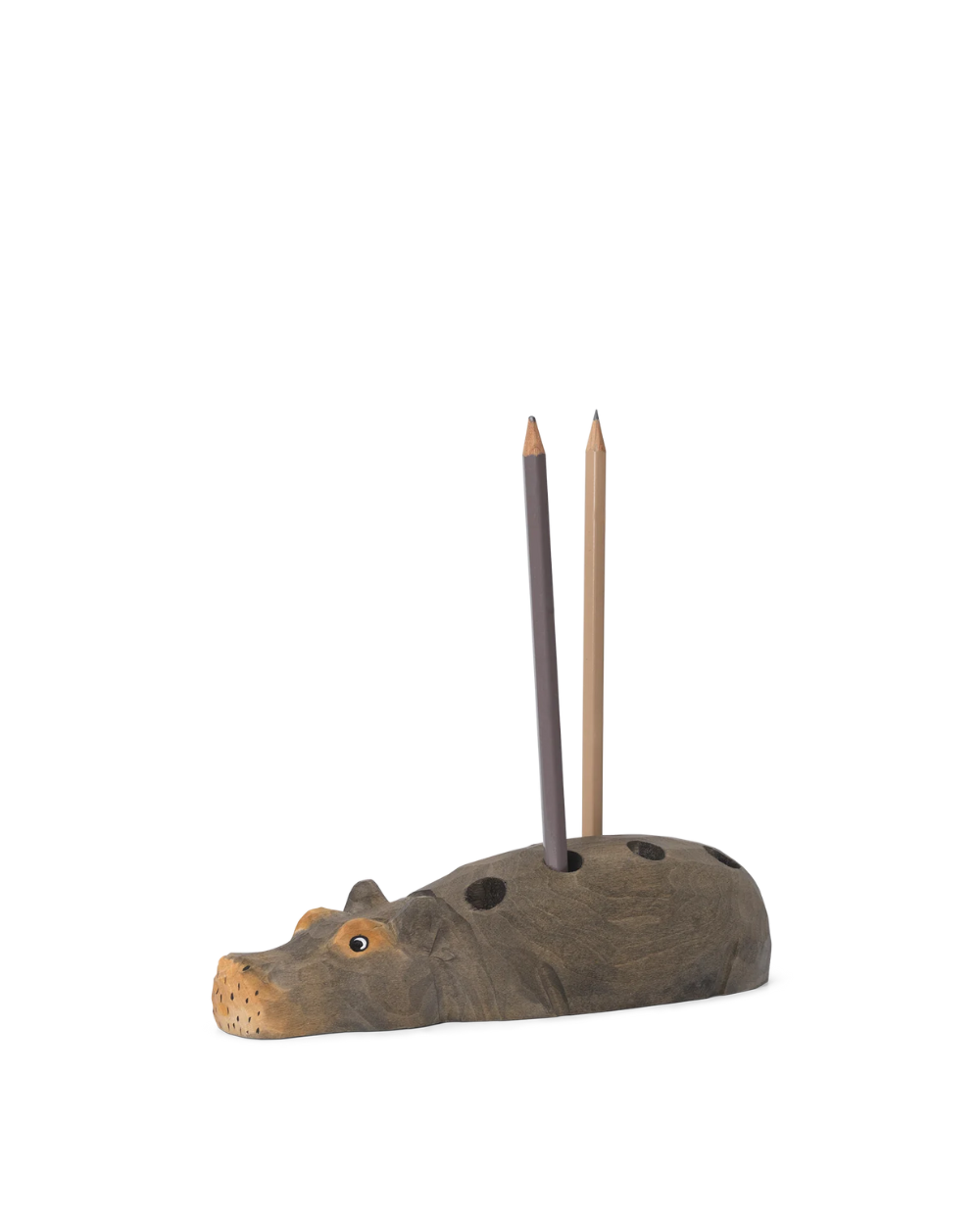 Hippo Pencil Holder - Hand Carved