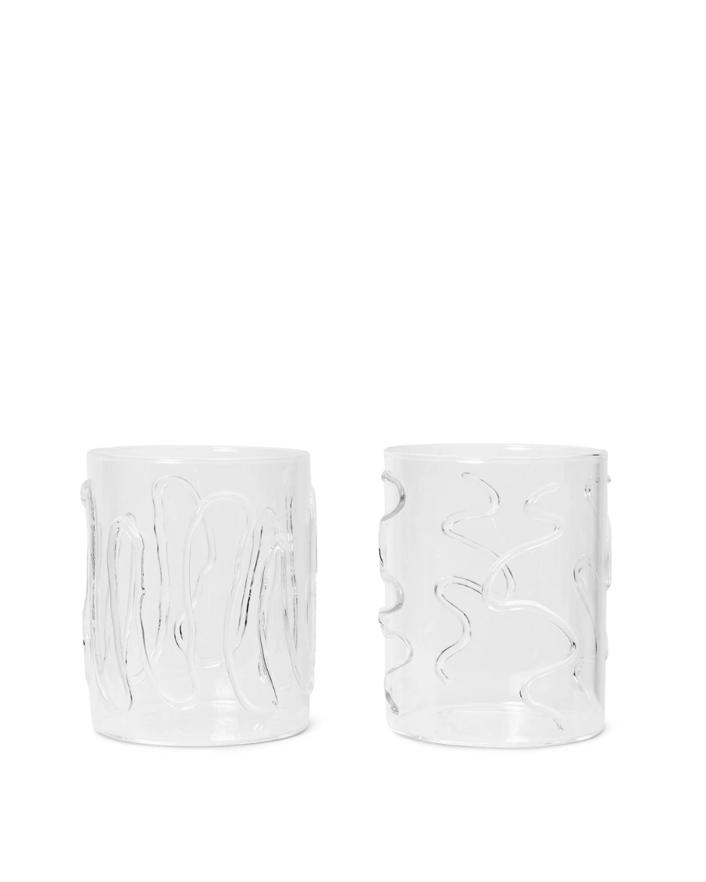 Tall Doodle Glasses Set of 2 - Clear