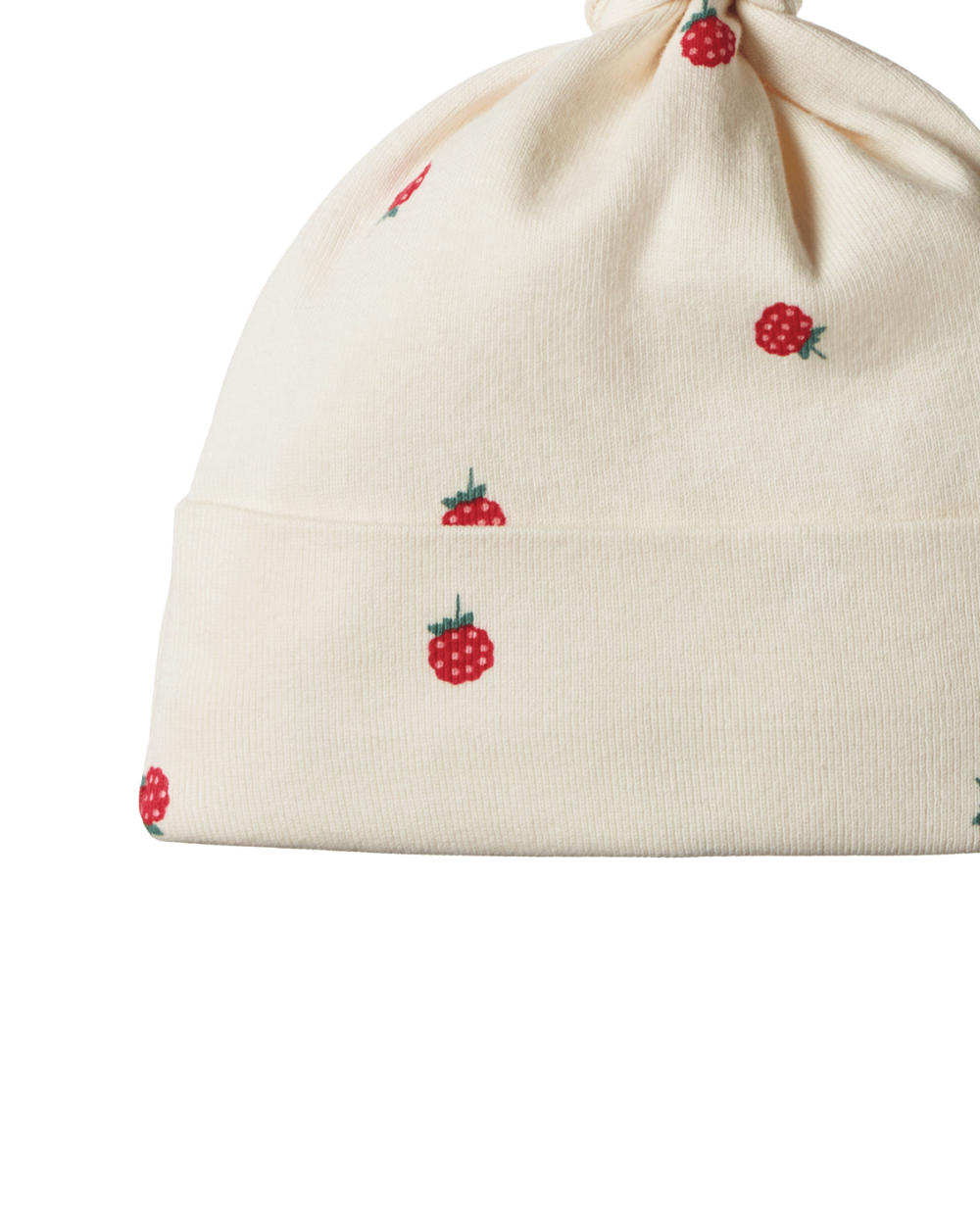 Cotton Knotted Beanie - Raspberry Print