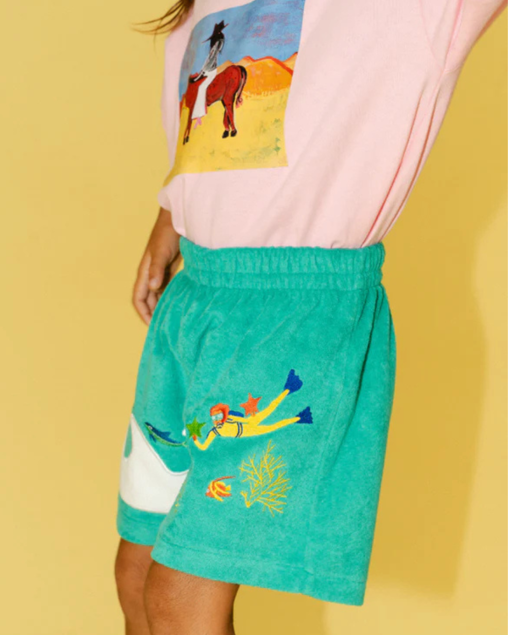 Kids Terry Scuba Shorts - Aqua