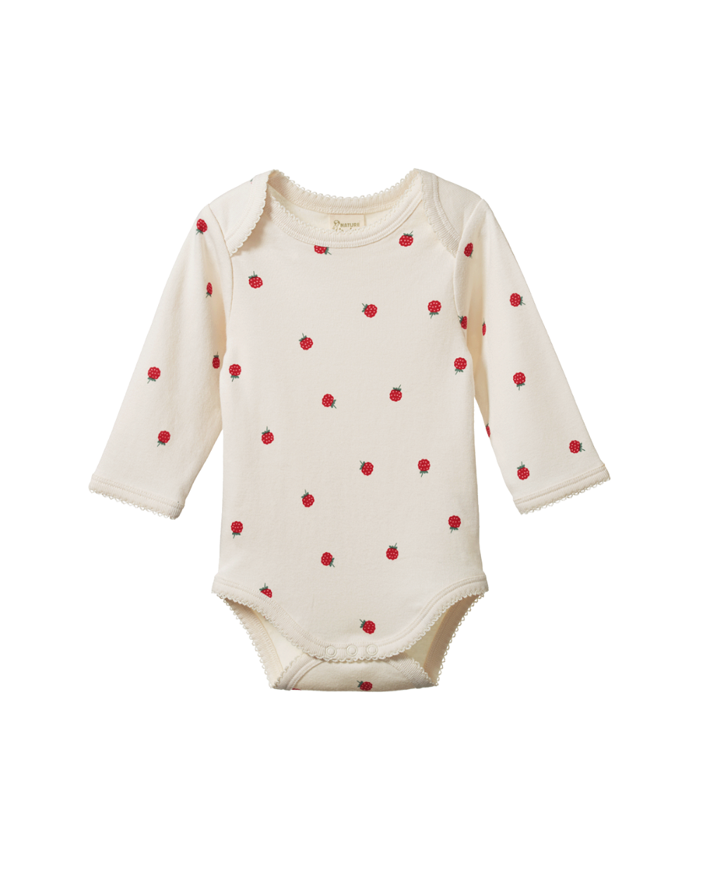 Organic Cotton Longsleeve Bodysuit - Raspberry Print