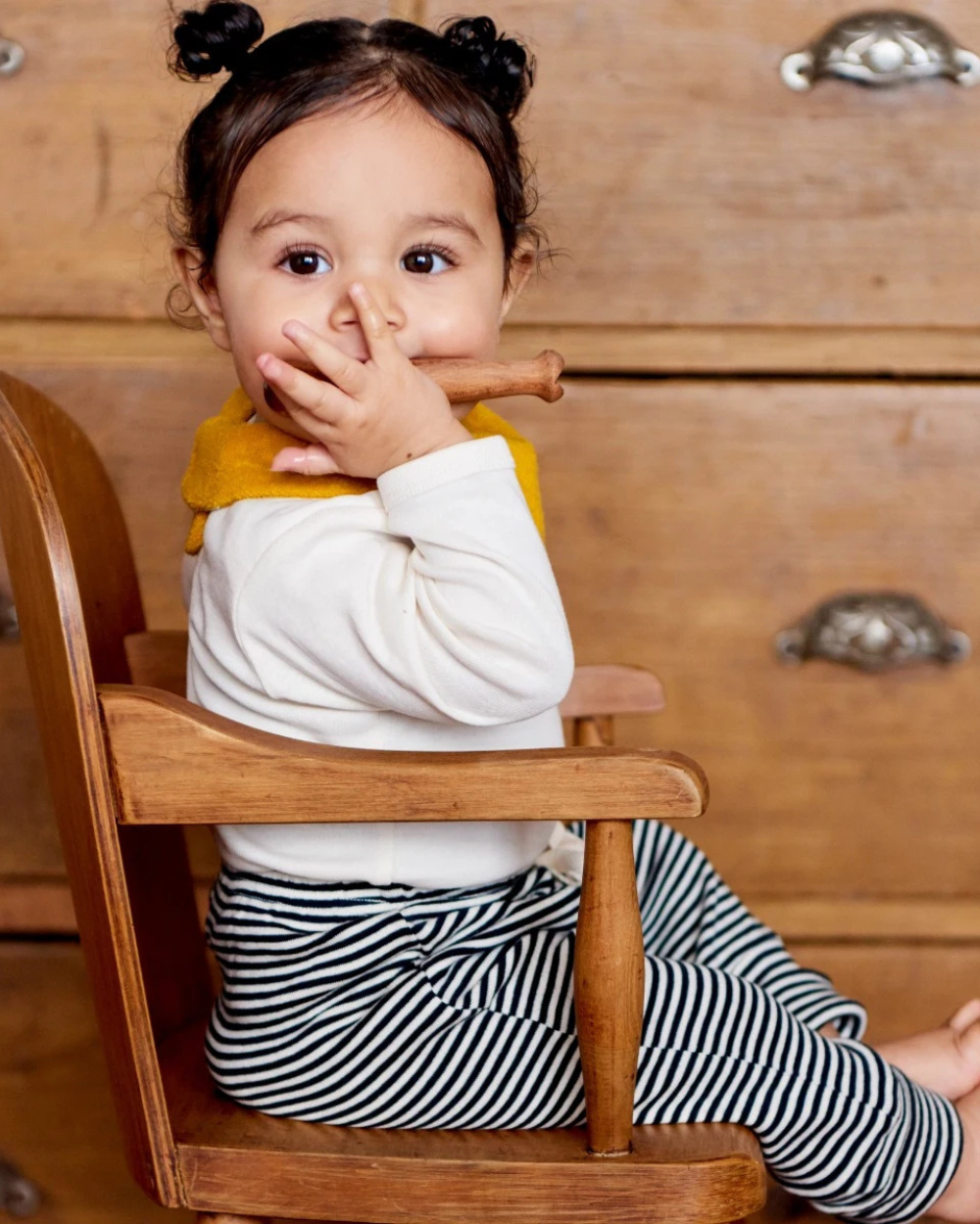 Organic Cotton Drawstring Pants - Navy Stripe