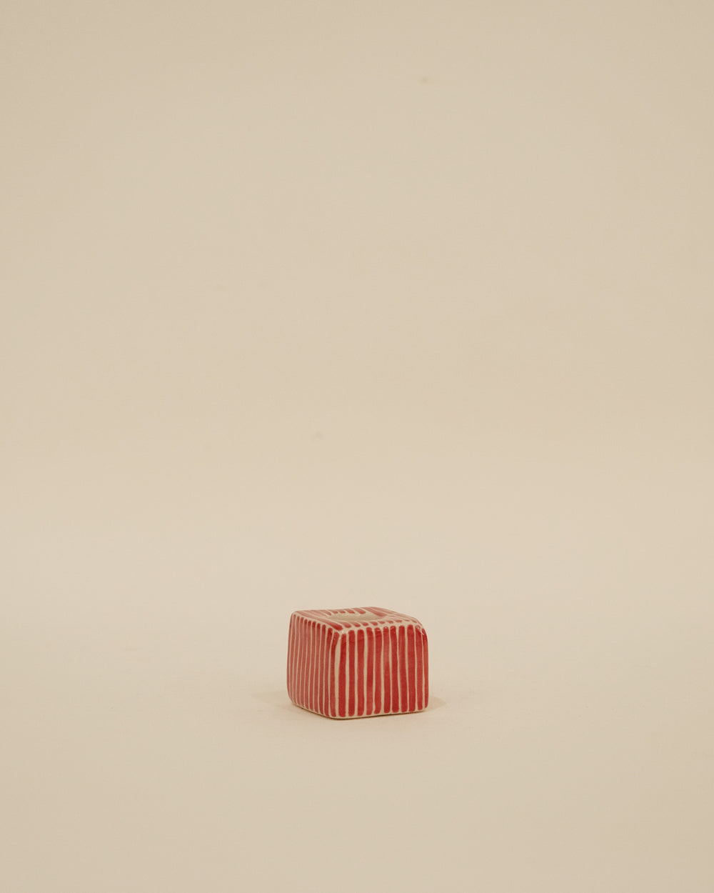 Candle Holder Mini Square - Stripe Cherry