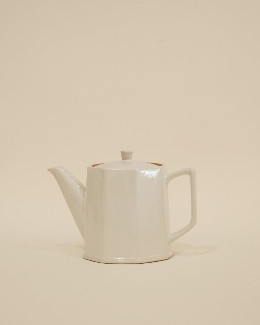 Japanese Octagonal Teapot 560ml - White Glaze