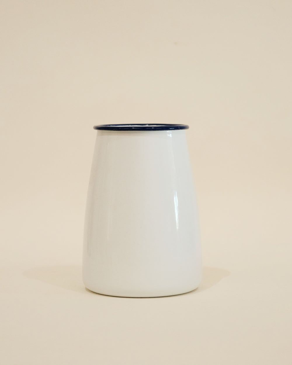 Falcon Enamel Utensil Pot - White with Blue Rim