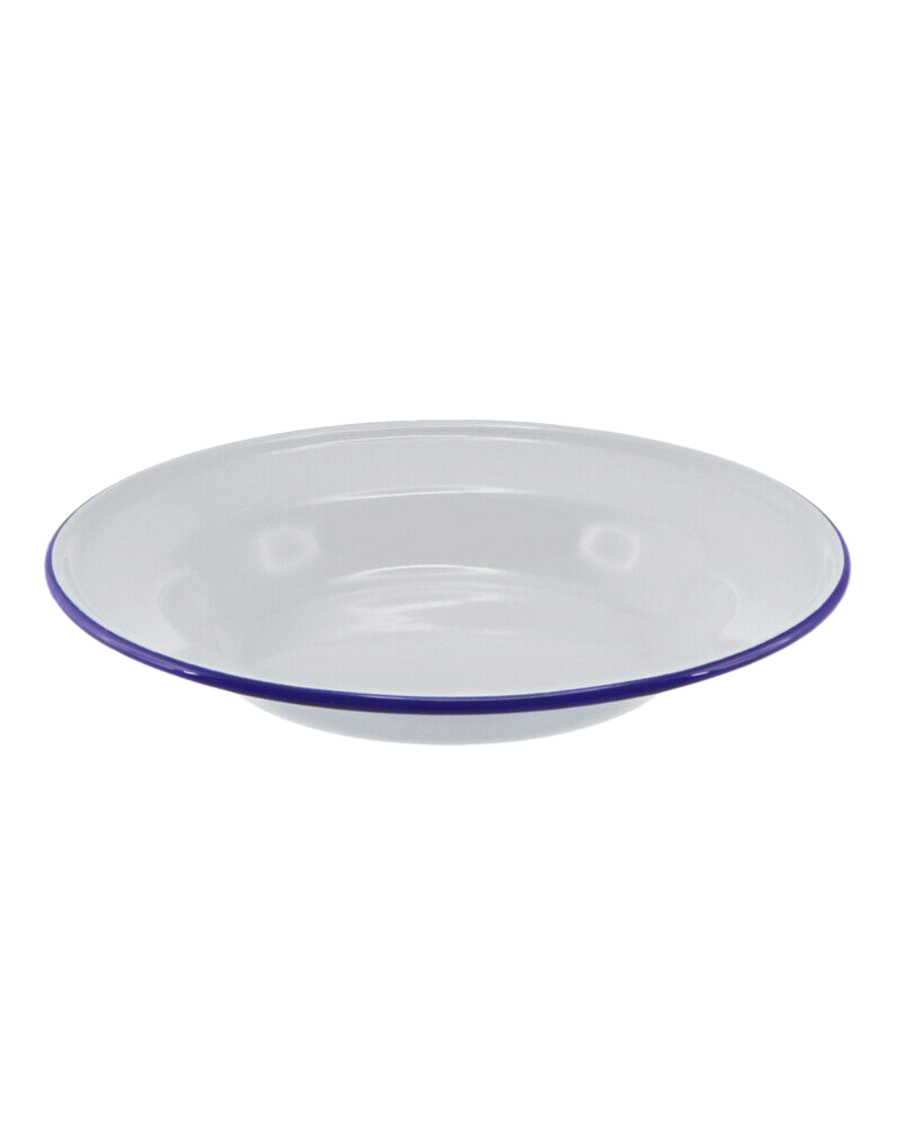 Falcon Enamel Soup Plate 24cm - White with Blue Rim
