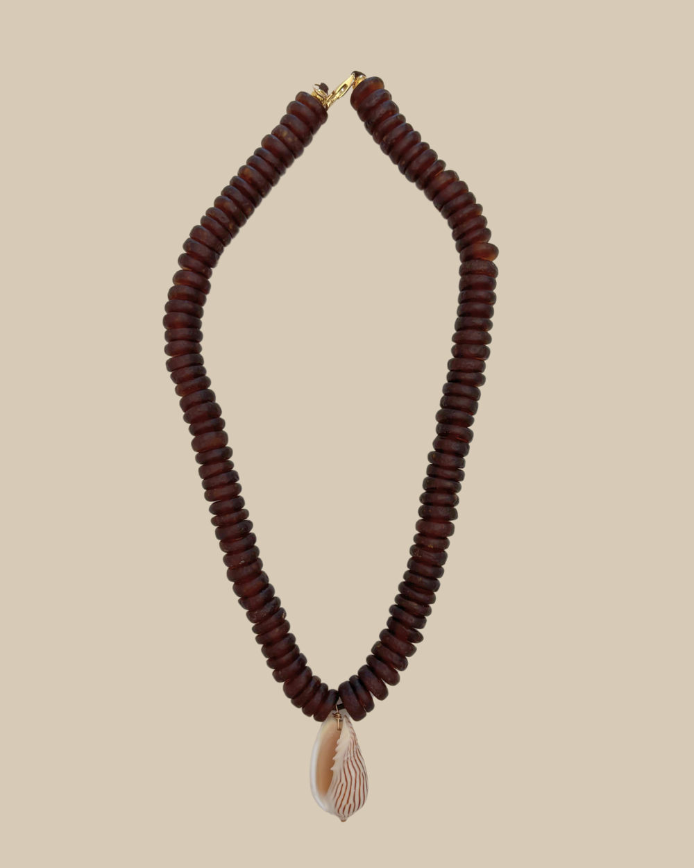 Brown Glass & Shell Necklace