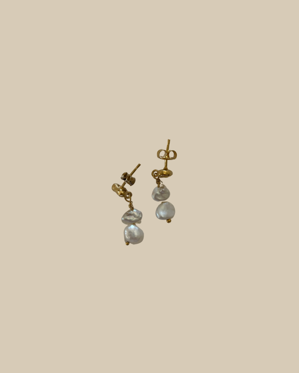 Mini Meteor Pearl Drop Earrings - Gold