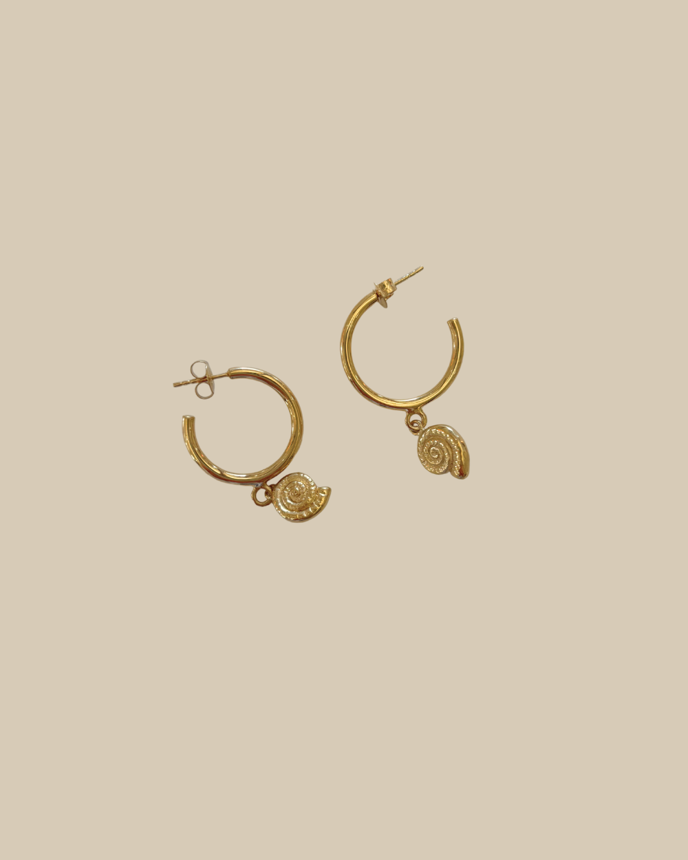 Shell Hoop Earrings - Gold