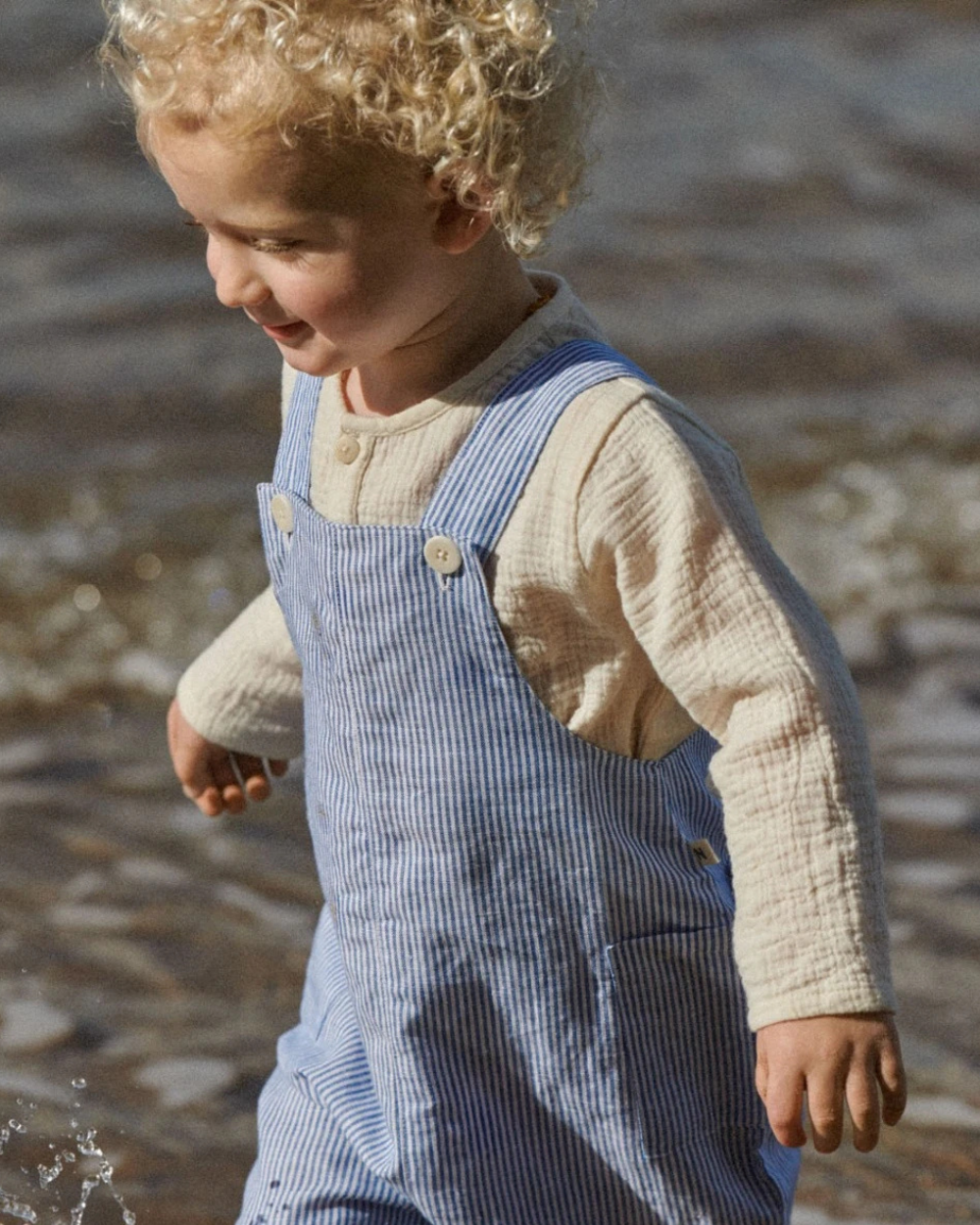 Tucker Shortie Overalls - Blue Stripe