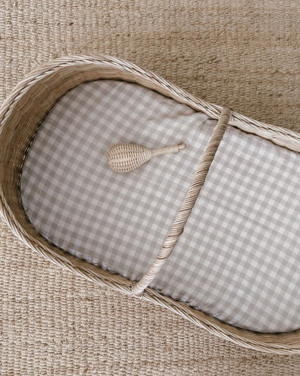 Bassinet Fitted Sheet - Dove Gingham