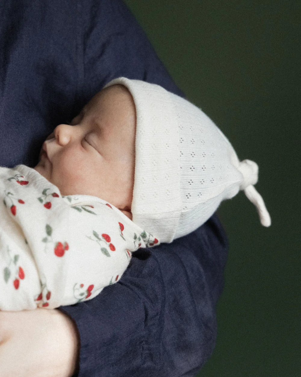 Pointelle Knotted Beanie - Natural