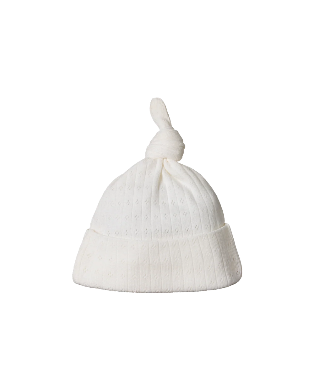 Pointelle Knotted Beanie - Natural