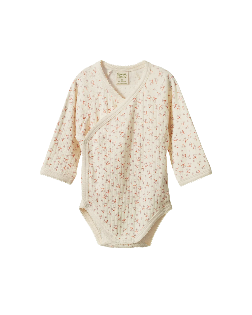 Longsleeve Kimono Pointelle Bodysuit - Dandelion Print