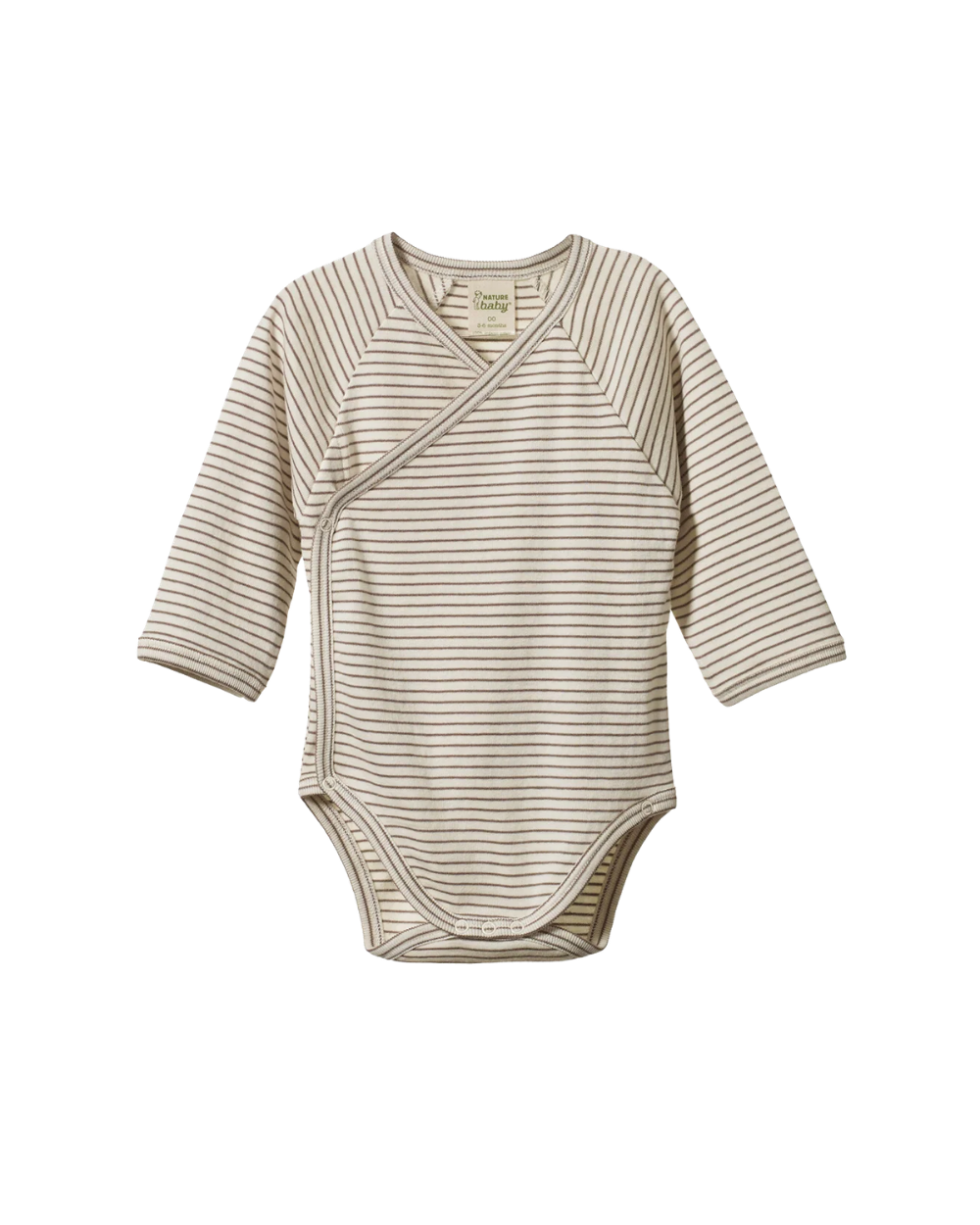 Longsleeve Kimono Bodysuit - Mushroom Pinstripe