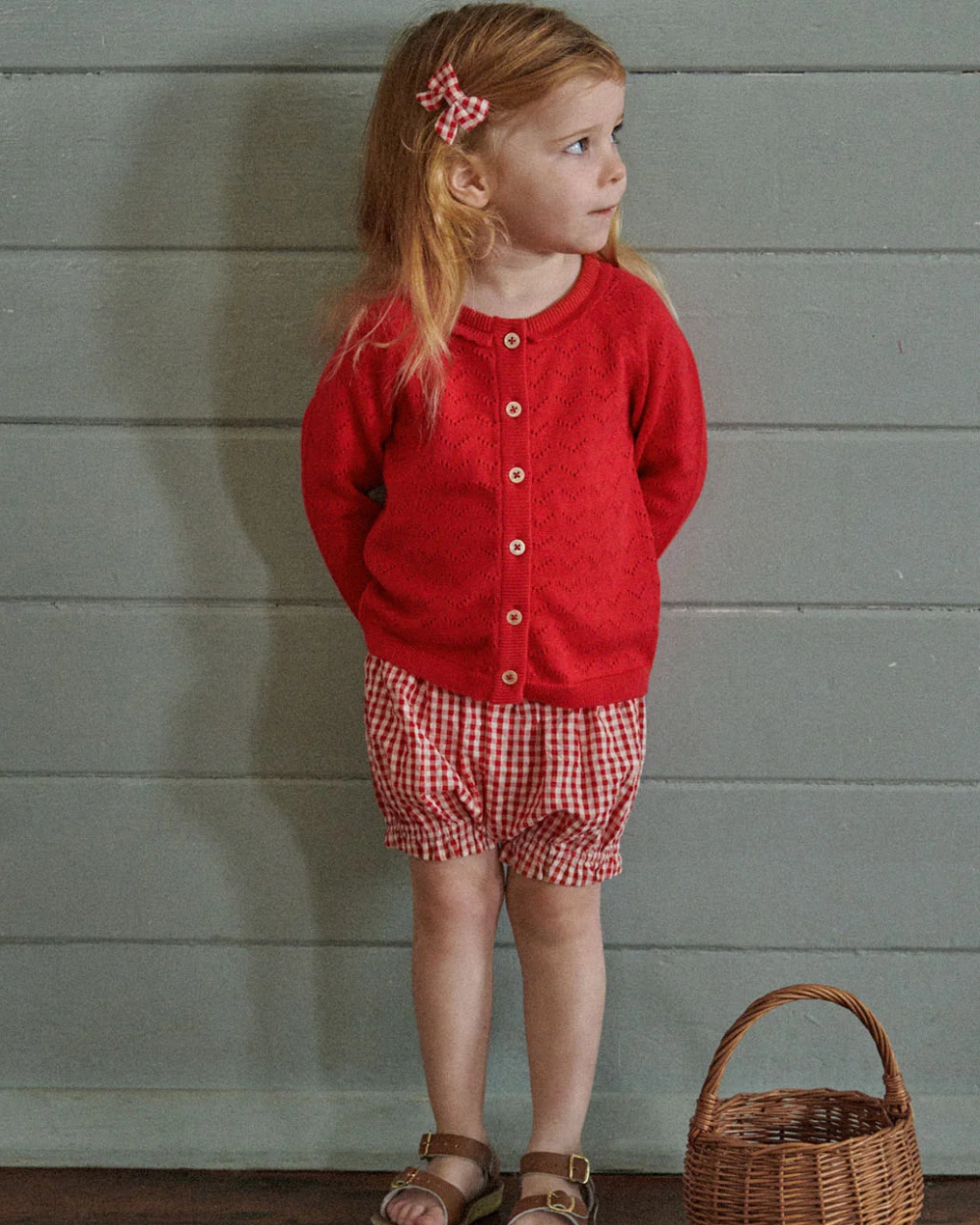 Piper Cardigan - Raspberry Red Pointelle