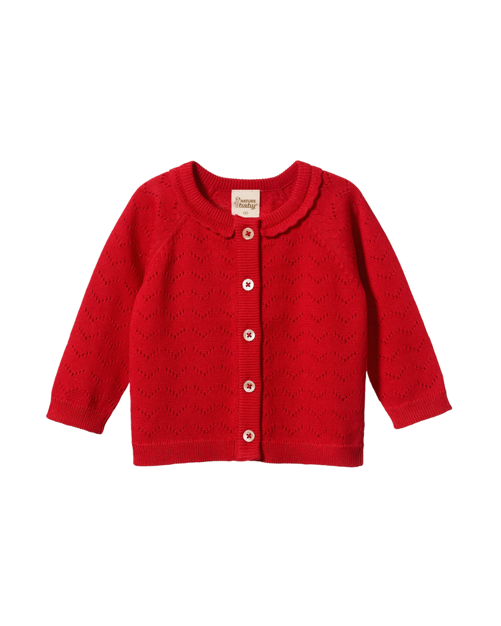 Piper Cardigan - Raspberry Red Pointelle