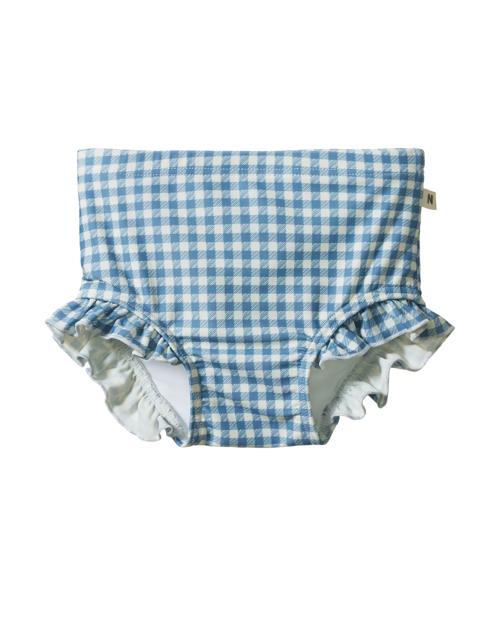 Ruffle Swim Shorts - Blue Gingham