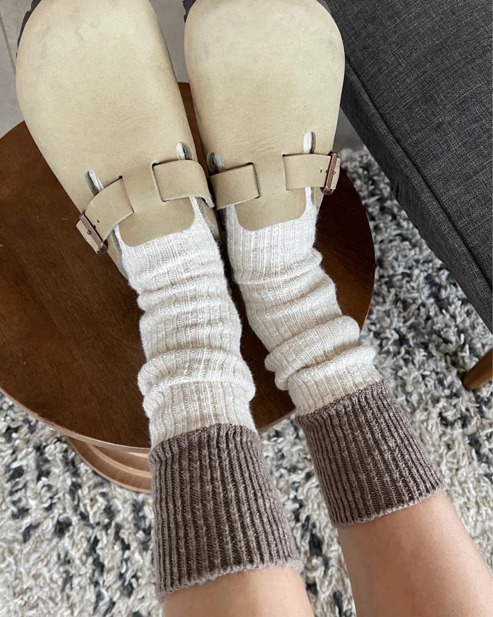 Color Block Cottage Socks - Oatmeal/Flax