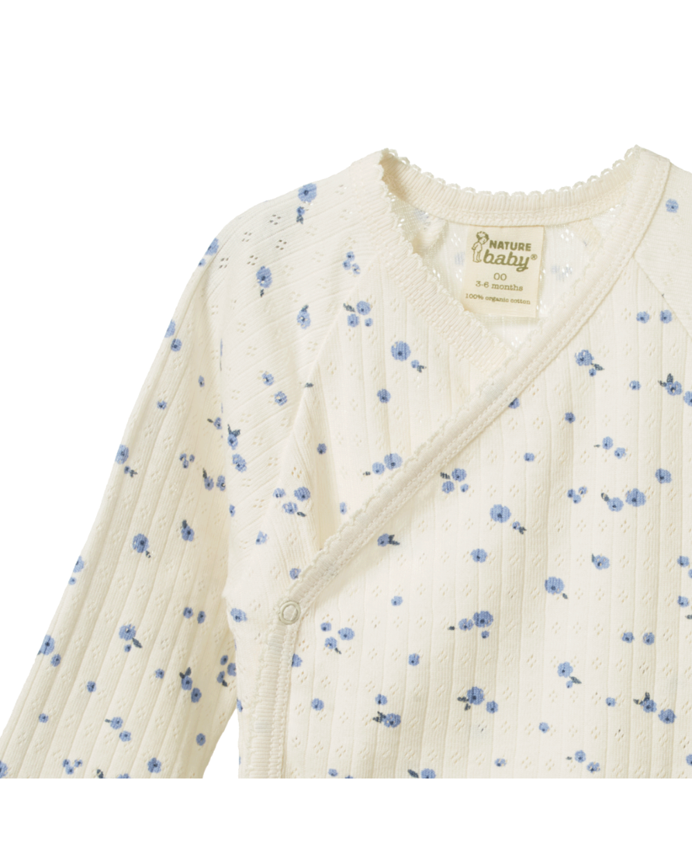 Longsleeve Kimono Pointelle Bodysuit - Daisy Print