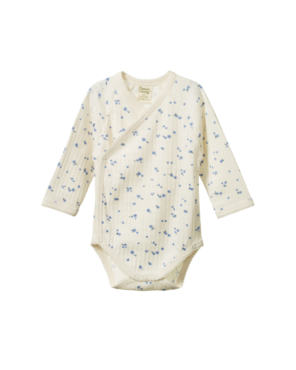 Longsleeve Kimono Pointelle Bodysuit - Daisy Print