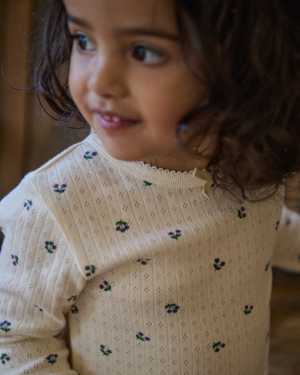 Long Sleeve Pointelle Pyjamas - Winter Berry Print