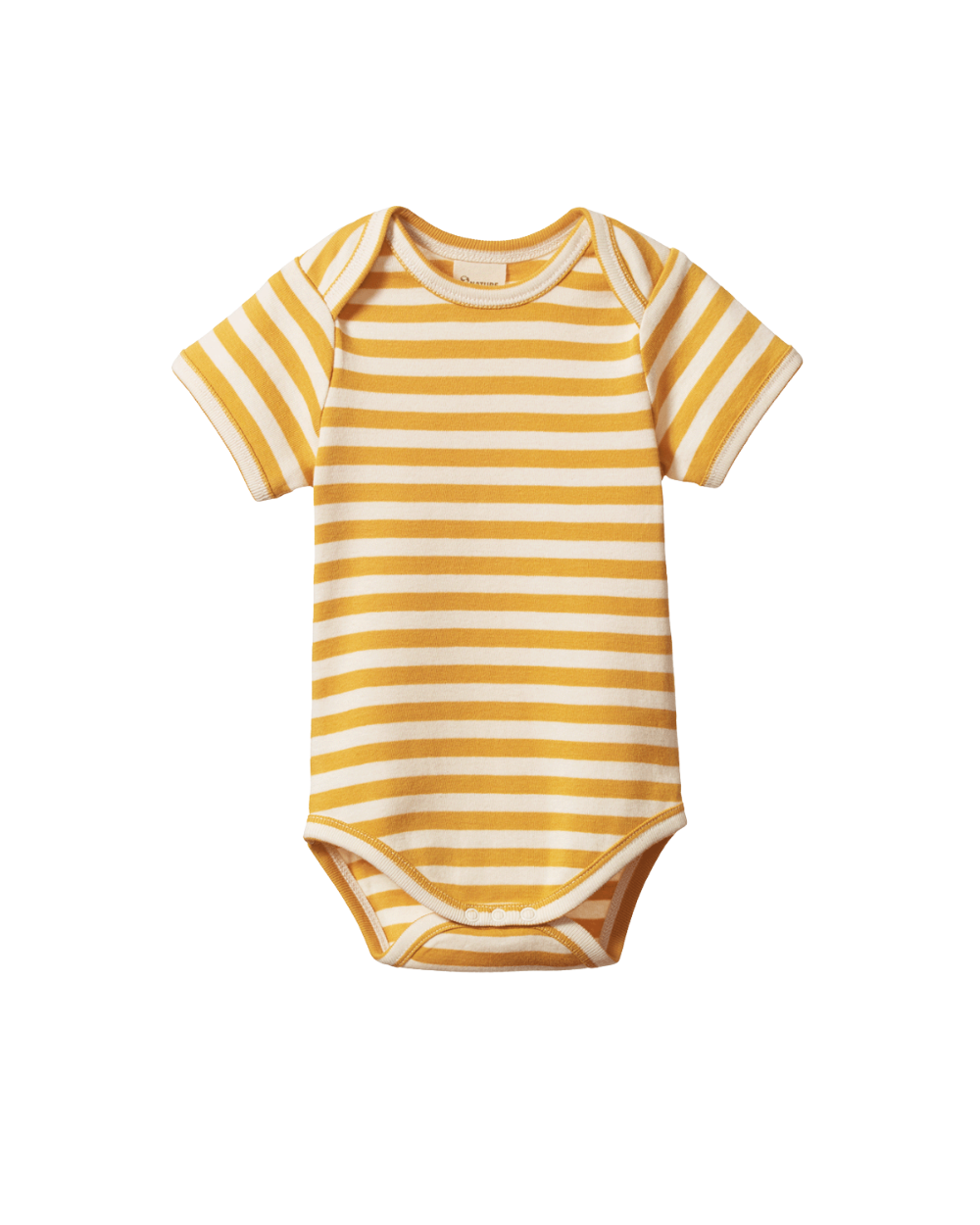 Organic Cotton Shortsleeve Bodysuit - Golden Sea Stripe