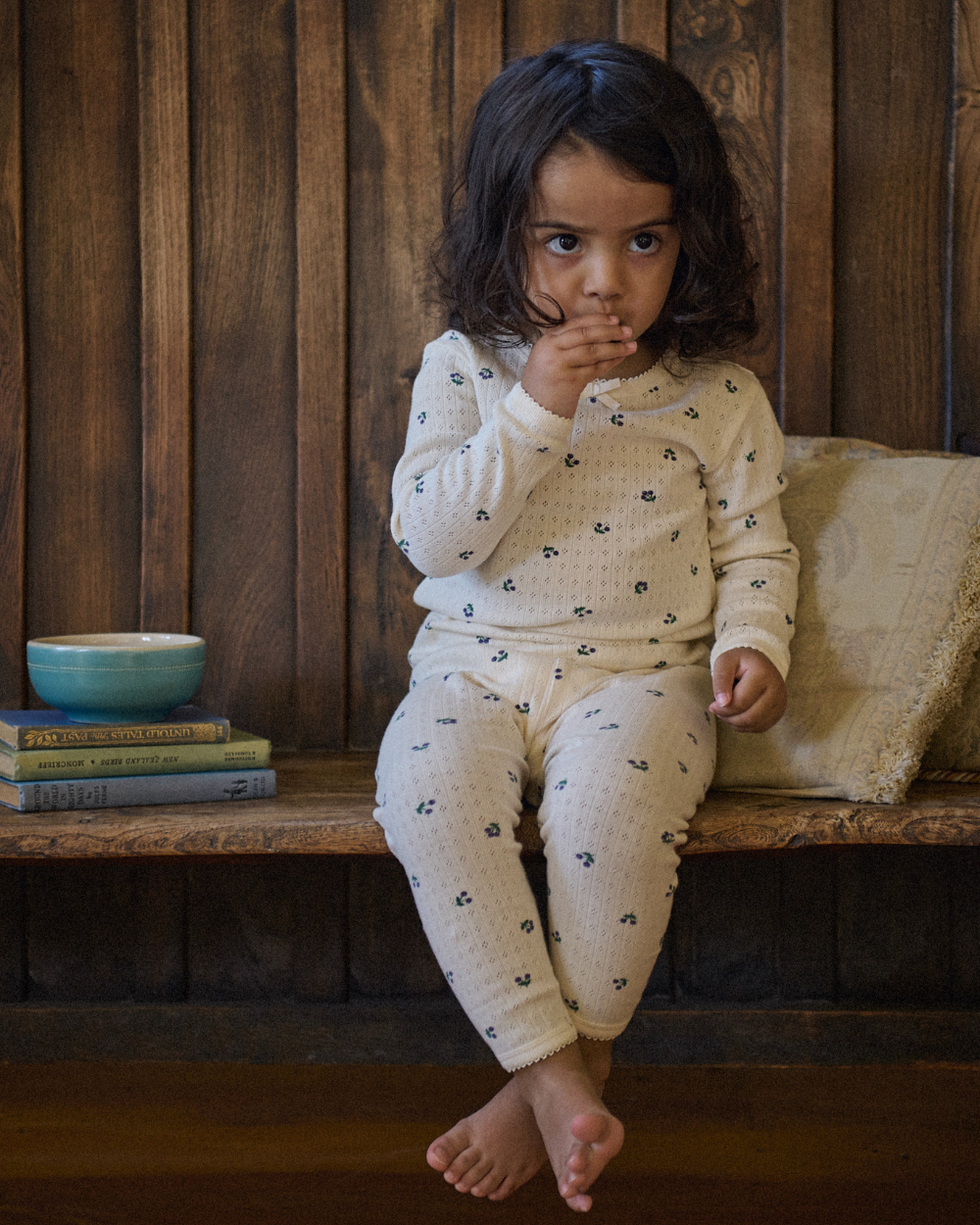Long Sleeve Pointelle Pyjamas - Winter Berry Print