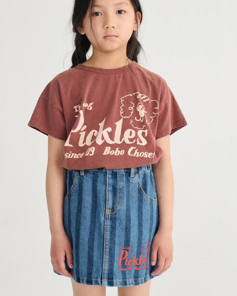 Pickles The Dog Striped Denim Skirt