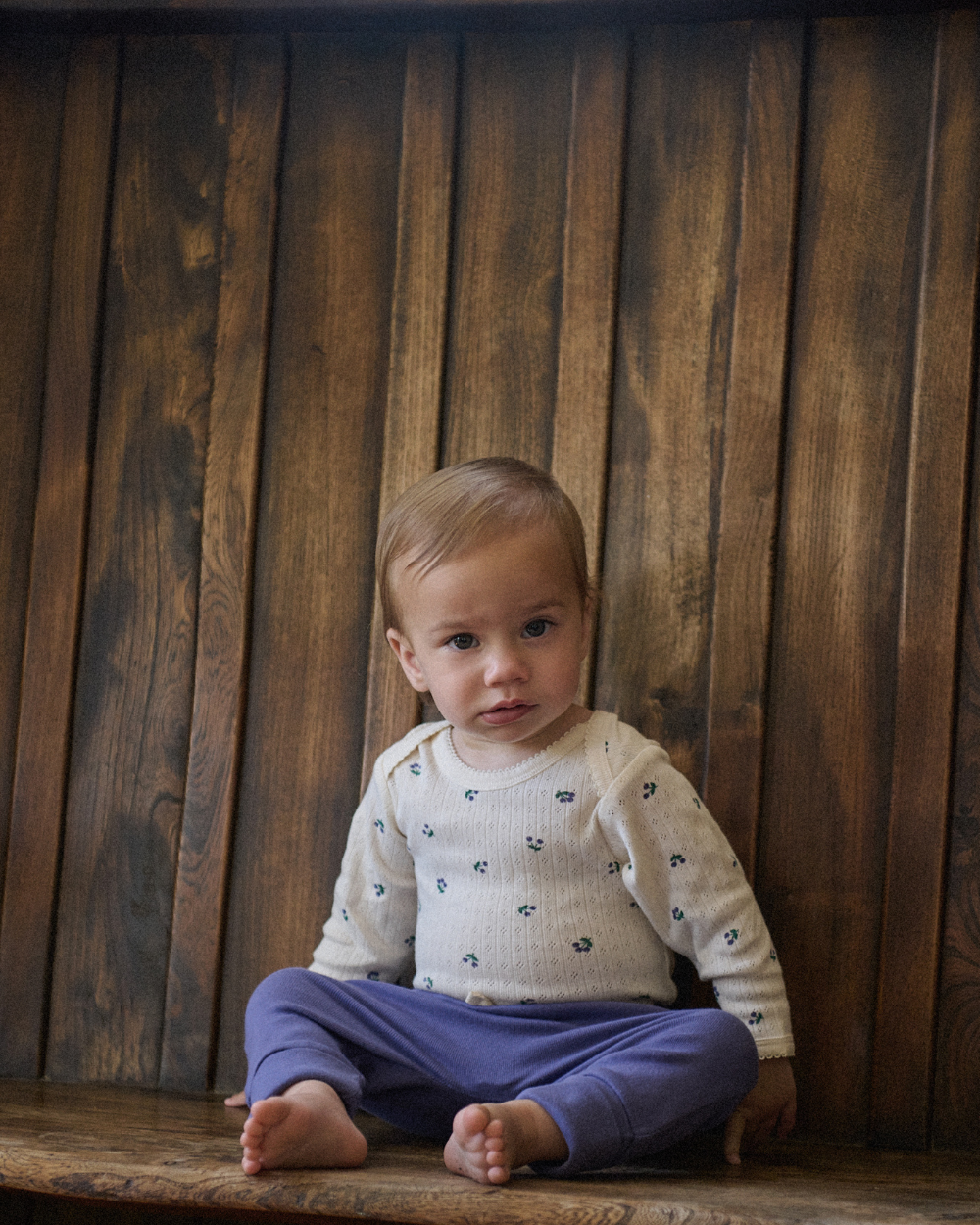 Pointelle Longsleeve Bodysuit - Winter Berry Print