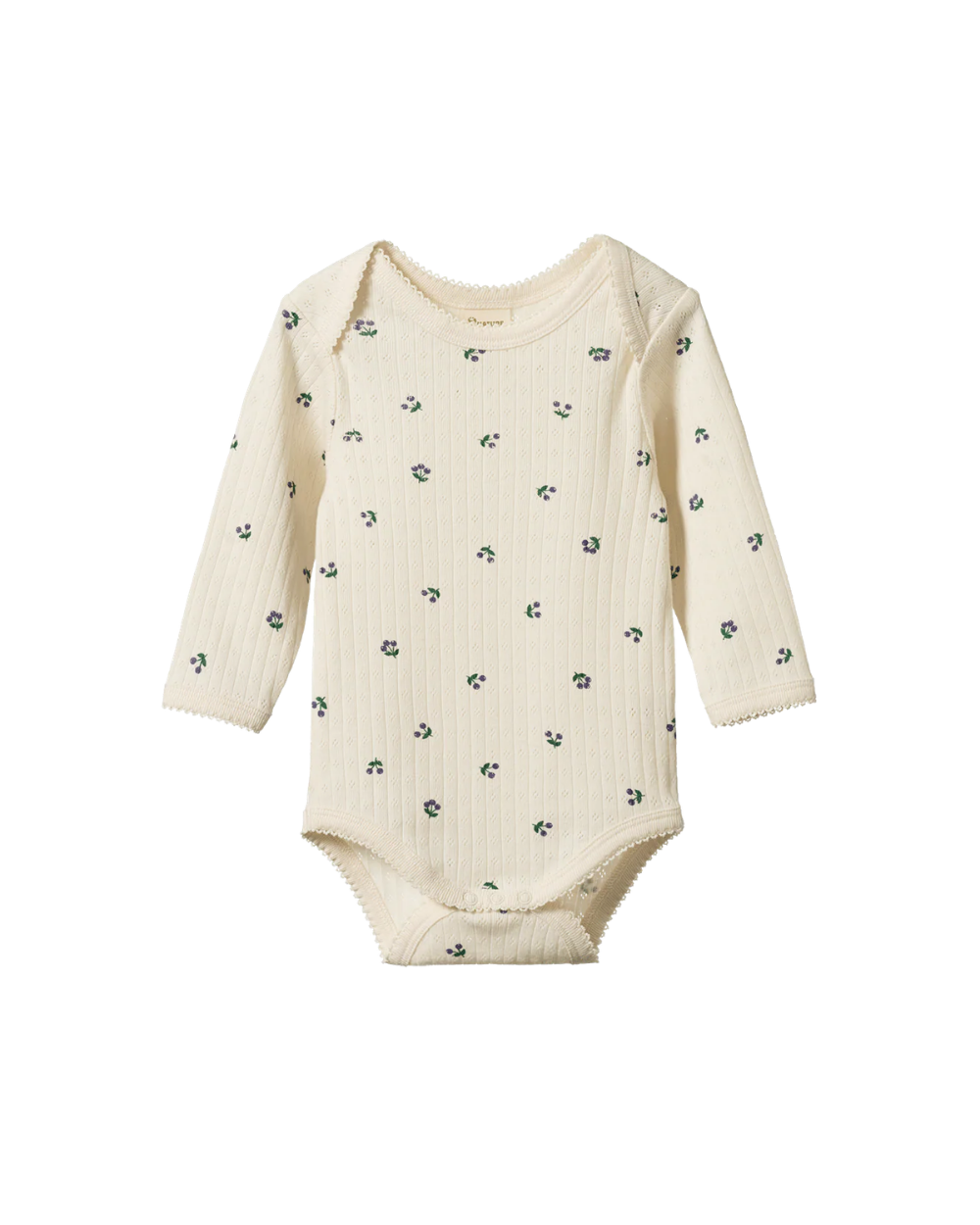 Pointelle Longsleeve Bodysuit - Winter Berry Print