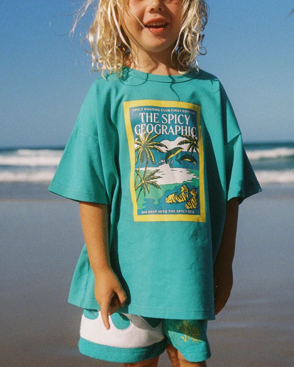 Spicy Geographic Tee Kids - Aqua