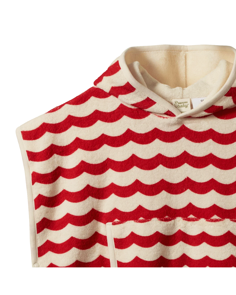 Hooded Poncho Towel - Waves Red Print