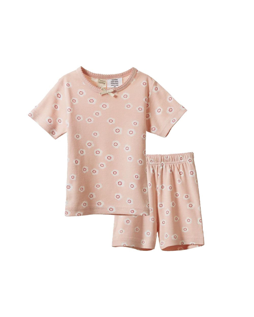 Short Sleeve Pyjama Set - Flora Stamp Rose Dust Print