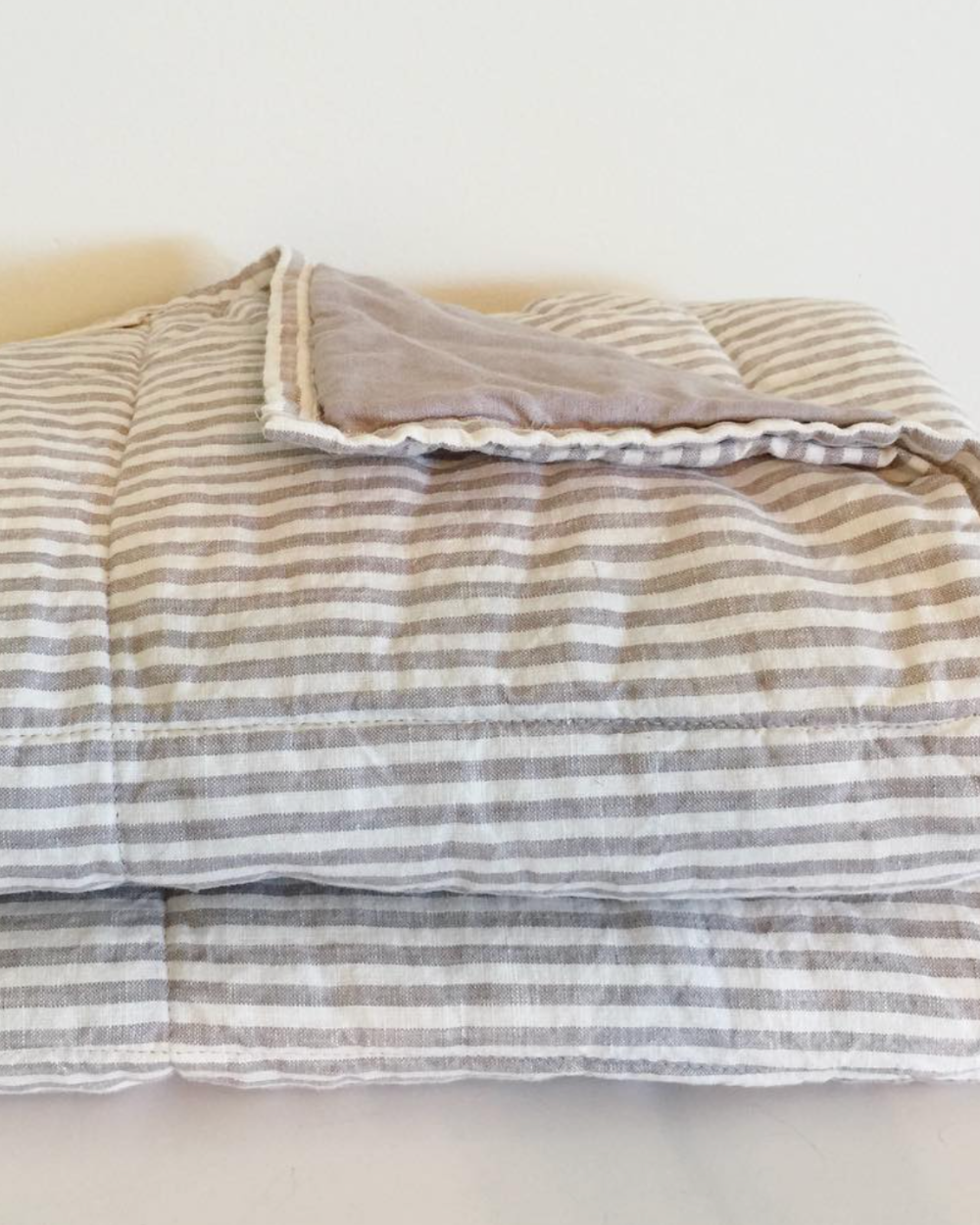 Quilted Blanket / Play Mat - Natural-Stripe
