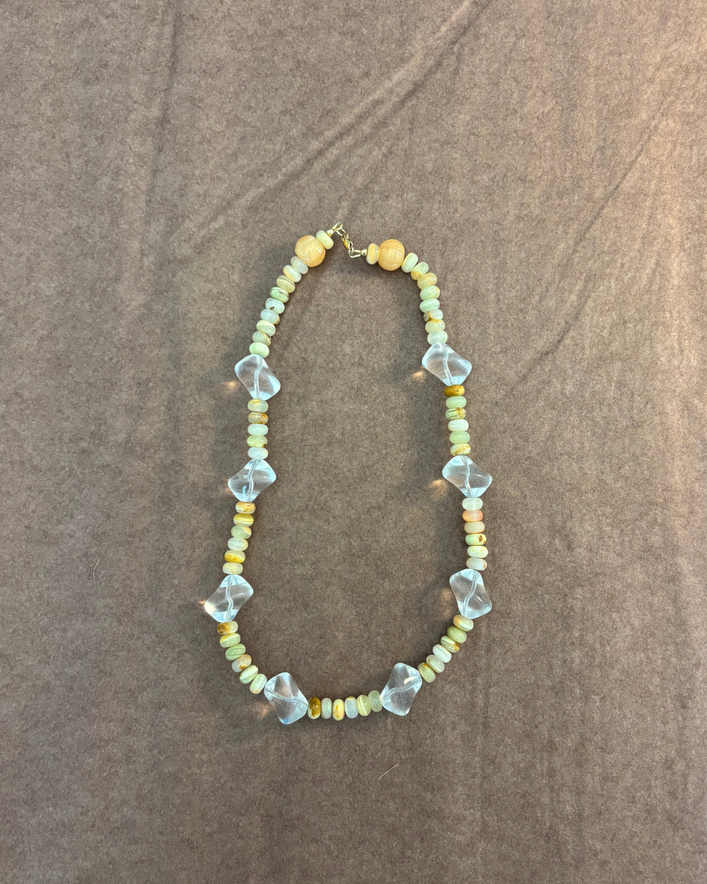 Green Calcite with Glass Beads