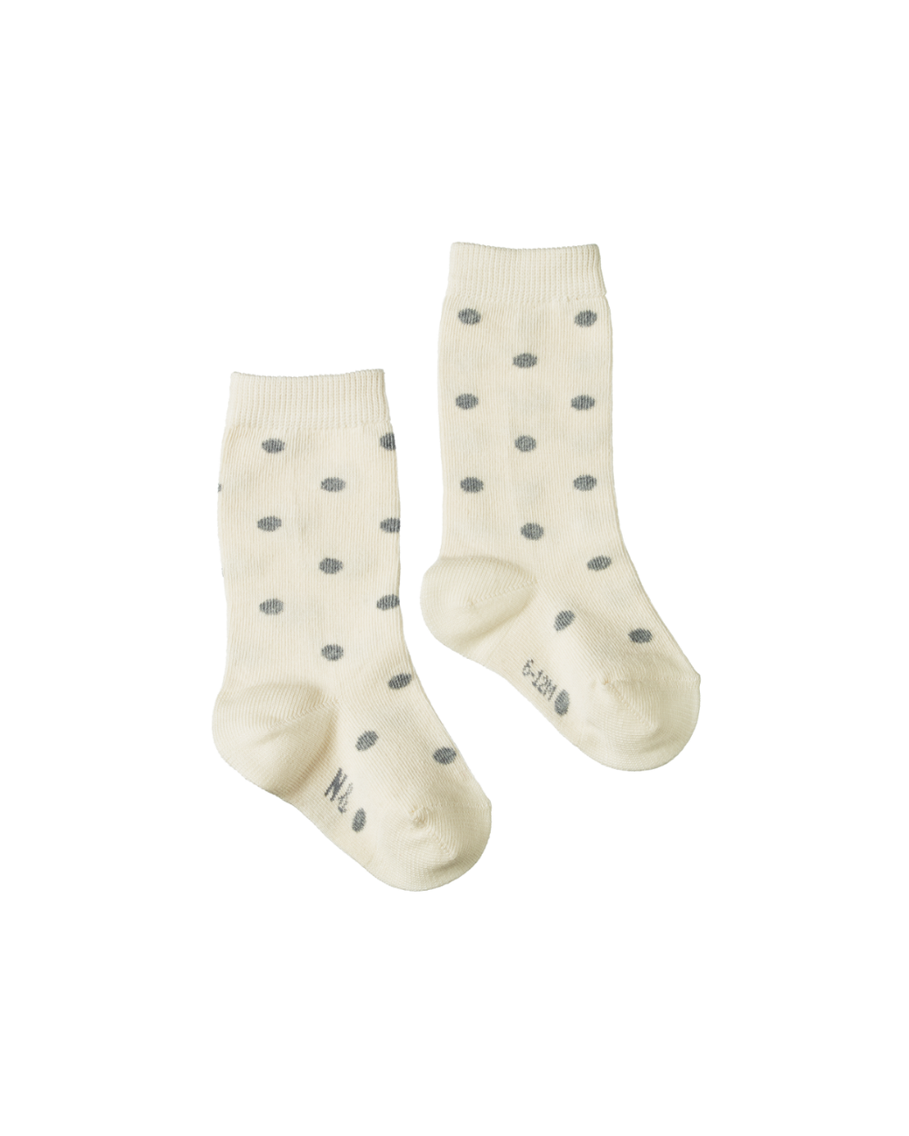 Organic Cotton Rib Socks - Grey Dot