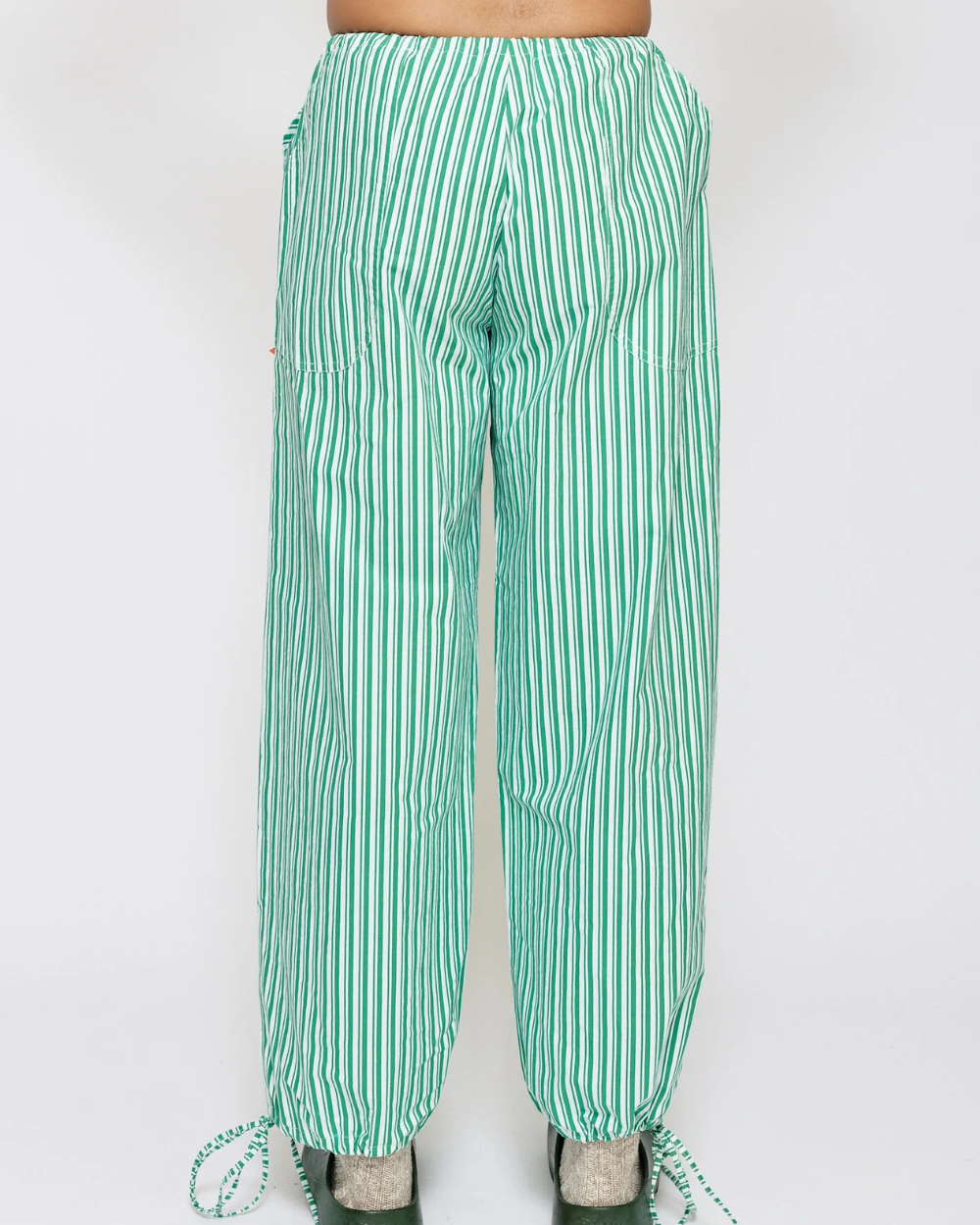 Drawstring Pant - Green/White Stripe