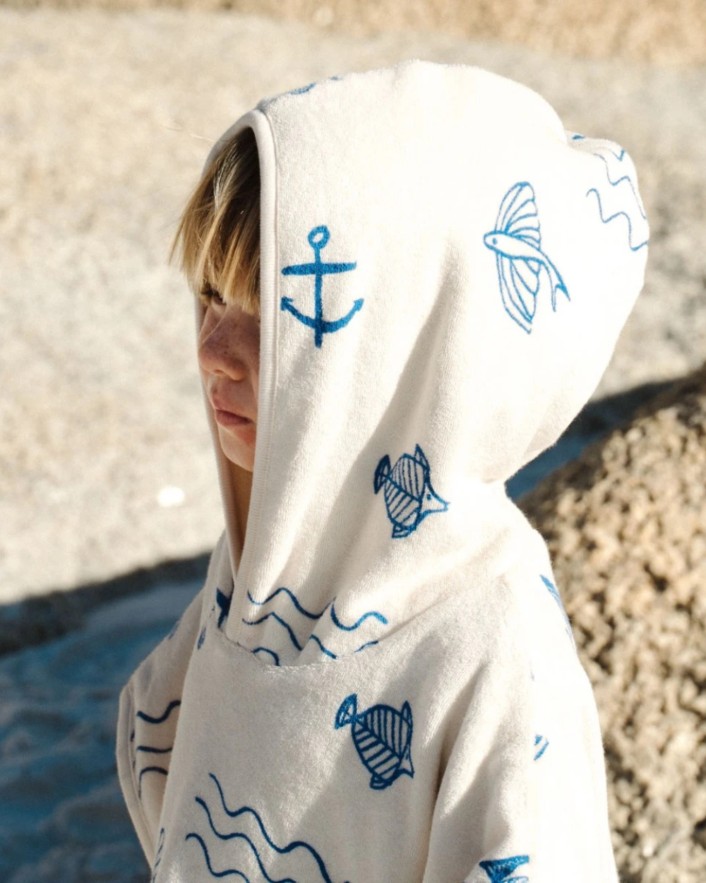 Hooded Poncho Towel - Atlantic print