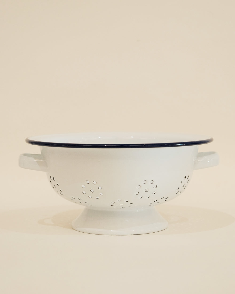 Falcon Enamel Colander 24cm - White with Blue Rim