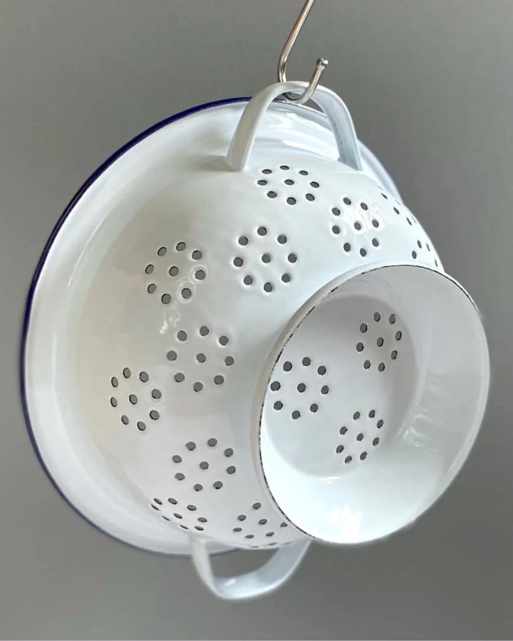 Falcon Enamel Colander 24cm - White with Blue Rim