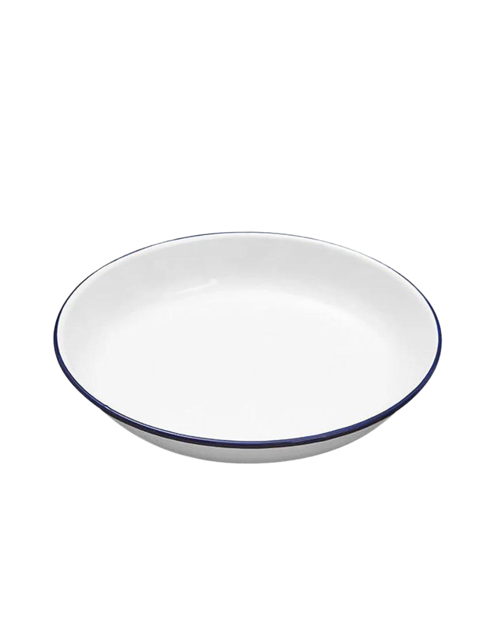 Falcon Enamel Pasta Plate 20cm - White with Blue Rim