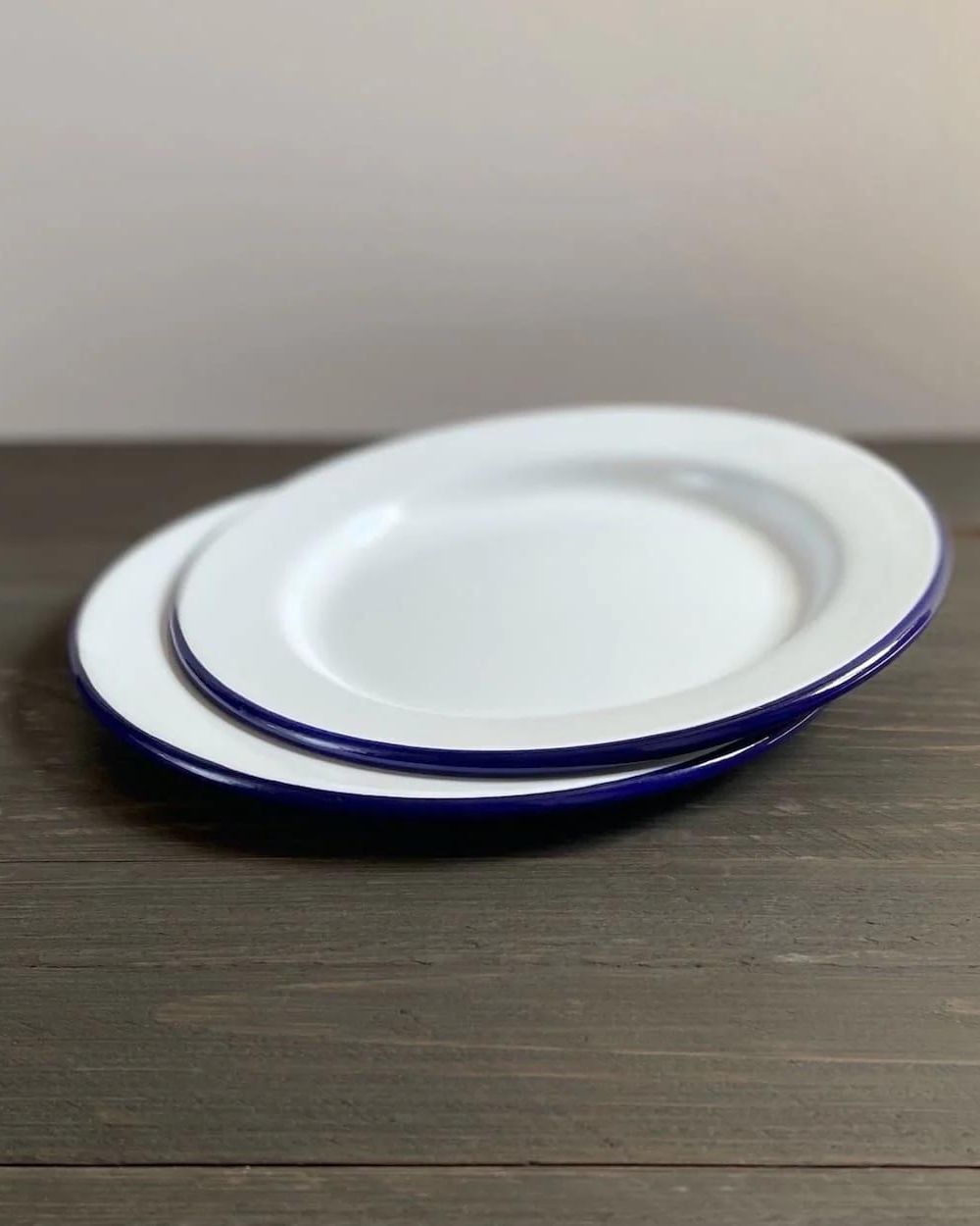 Falcon Enamel Side Plate 20cm - White with Blue Rim